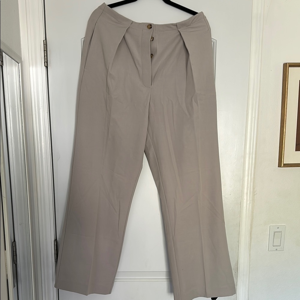 NEW Free People Wide Leg Pleated Dress Pants Trousers High Waist Elastic Waist M